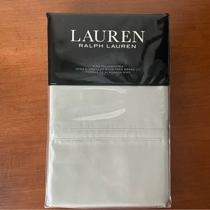 Ralph Lauren Spenser Solid Satin Two King Pillowcases 100%Cotton Sage